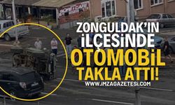 Zonguldak Ereğli'de otomobil takla attı!