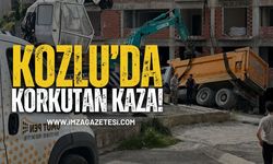 Kozlu'da Korkutan Kaza! Kamyon Devrildi