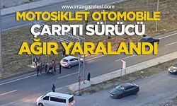 Motosiklet Otomobile Çarptı Sürücü Ağır Yaralandı
