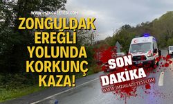 Zonguldak-Ereğli Yolunda Kaza! Araç Hurda Oldu!
