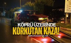 Çaycuma’da Köprü Üzerinde Kaza! Otomobil Korkuluklara Çarptı!