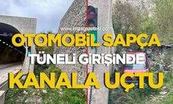 Otomobil Sapça Tüneli Girişinde Kanala Uçtu!