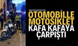 Otomobille Motosiklet Kafa Kafaya Çarpıştı. Motor Sürücüsünün Ayağı Kırıldı!