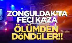 Zonguldak’ta feci kaza ölümden döndüler