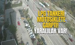 LPG Tankeri İki Motosiklete Çarptı... Sürücüler Yaralandı!