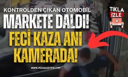 Kontrolden Çıkan Otomobil Markete Daldı! Feci Kaza Anı Kamerada!