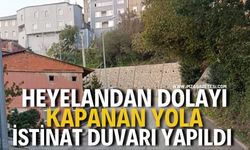 Heyelandan Dolayı Kapanan Yola İstinat Duvarı Yapıldı