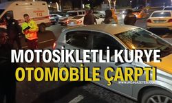 Motosikletli Kurye Otomobile Çarptı: 1 Ağır Yaralı