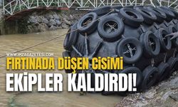 Zonguldak'ta köprüyü tehdit eden dev cisme itfaiye müdahalesi!