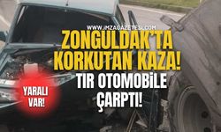 Zonguldak'ta korkutan kaza! Tır otomobile çarptı!