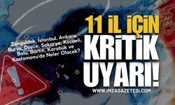 Zonguldak, İstanbul, Ankara, Bursa, Düzce, Sakarya, Kocaeli, Bolu, Bartın, Karabük ve Kastamonu'da hava durumu