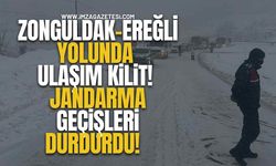 Zonguldak- Ereğli Yolunda Ulaşım Kilit! Jandarma Geçişleri Durdurdu