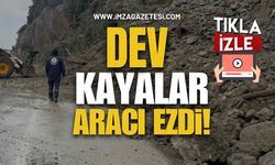 Ereğli’de Dev Kayalar Otomobili Ezdi!