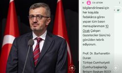 Cumhurbaşkanlığı İletişim Başkanı Duran’dan Gazetecilere 10 Ocak Mesajı