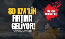 80 Km’lik Fırtına Geliyor! 16 İl İçin Kritik Uyarı!