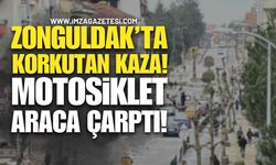 Korkutan Kaza! Motosiklet Sürücüsü Araca Çarptı!