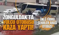 Zonguldak'ta Ünlü Firmaya Ait Şehirler Arası Yolcu Otobüsü Kaza Yaptı