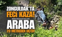 Zonguldak Karaman'da Kaza: Araba 20 Metreden Uçtu!