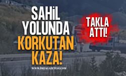 Kilimli Sahil Yolunda Korkutan Kaza! Kamyonet Takla Attı!