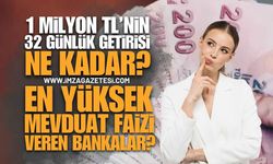 1 Milyon TL'nin 32 Günlük Faiz Getirisi Belli Oldu: En Yüksek Mevduat Faizi Veren Bankalar