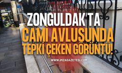 Zonguldak’ta Cami Avlusunda Tepki Çeken Görüntü!