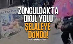 Zonguldak’ta Okul Yolu Şelaleye Döndü