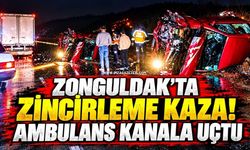 Çaycuma Saltukova’da Zincirleme Kaza! Ambulans Kanala Uçtu