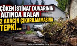 Çöken İstinat Duvarının Altında Kalan 2 Aracın Çıkarılmamasına Tepki…