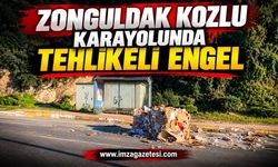 Zonguldak Kozlu Karayolunda Tehlikeli Engel