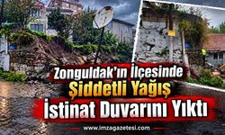 Zonguldak’ın İlçesinde Şiddetli Yağış İstinat Duvarını Yıktı!