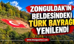 Zonguldak'ın Beldesindeki Türk Bayrağı Yenilendi