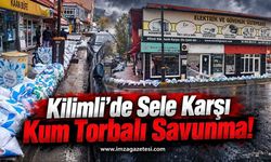 Kilimli’de Sele Karşı Kum Torbalı Savunma!