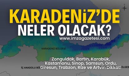 Zonguldak, Bartın, Karabük, Kastamonu, Sinop, Samsun, Ordu, Giresun, Trabzon, Rize ve Artvin'de hava durumu