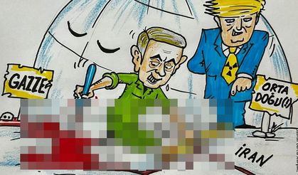 İsrail ile ABD arasındaki işbirliğini özetleyen karikatür! Gazze ile İran planı!