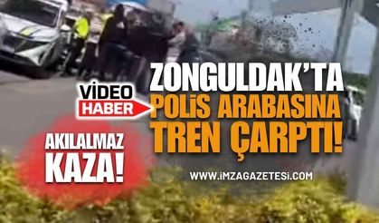 Zonguldak'ta Akılalmaz Kaza: Tren Polis Arabasına Çarptı