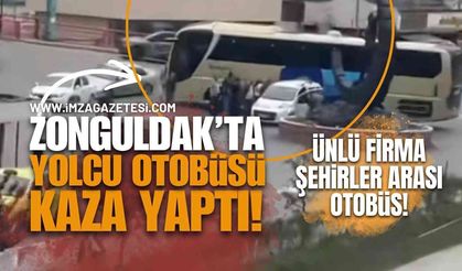 Zonguldak'ta Ünlü Firmaya Ait Şehirler Arası Yolcu Otobüsü Kaza Yaptı