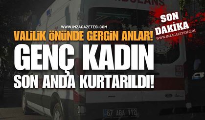 Valilik Önünde Nefes Kesen Dakikalar: Genç Kadın Son Anda Kurtarıldı