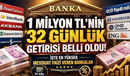 1 Milyon TL'nin 32 Günlük Getirisi Belli Oldu! İşte En Yüksek Mevduat Faizi Veren Bankalar (Güncel Liste)
