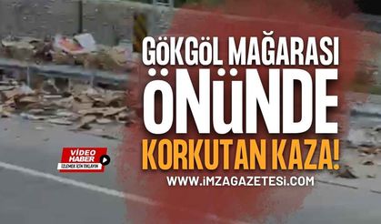 Zonguldak Gökgöl Mağarası Önünde Kaza: Tırın Yükü Yola Savruldu!