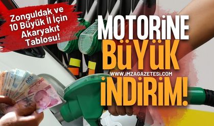 Motorine Büyük İndirim! Zonguldak ve On Büyük İl İçin Akaryakıt Tablosu