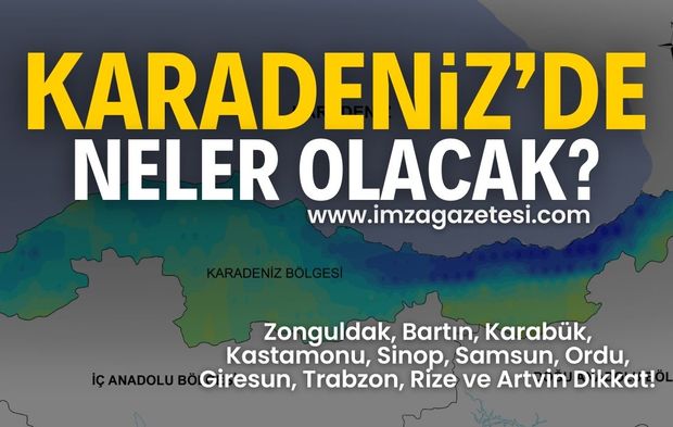 Zonguldak, Bartın, Karabük, Kastamonu, Sinop, Samsun, Ordu, Giresun, Trabzon, Rize ve Artvin'de hava durumu