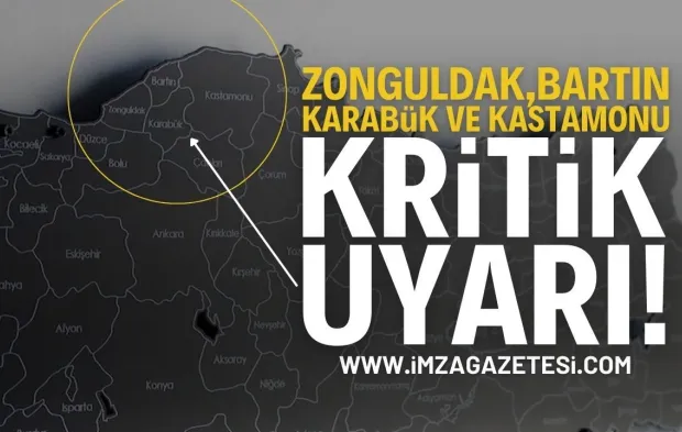 Düzce, Zonguldak Bartın, Kastamonu  için Çok Kuvetli ve Şiddetli Uyarı...