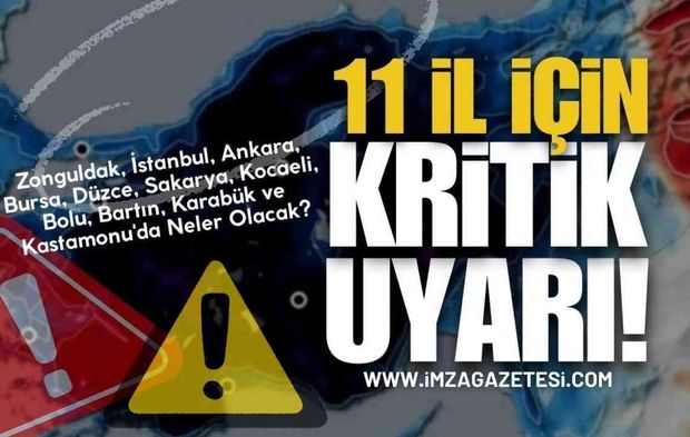 Zonguldak, Ankara, İstanbul, Bursa, Sakarya, Kocaeli, Düzce, Bolu, Bartın, Karabük ve Kastamonu'da hava durumu