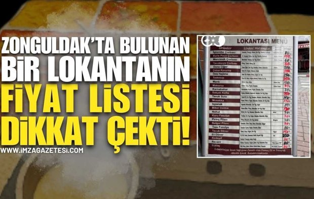 Zonguldak'ta Bulunan Bir Lokantanın Fiyat Listesi Dikkat Çekti!