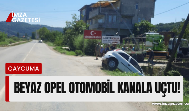 Beyaz Opel Otomobil Kanala Uçtu!