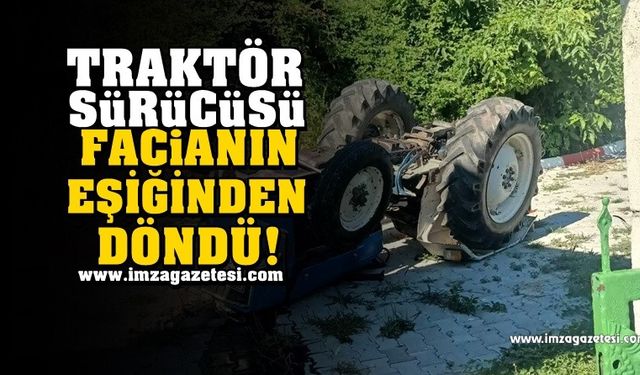 Dengeyi sağlayamayan sürücü traktörle takla attı!