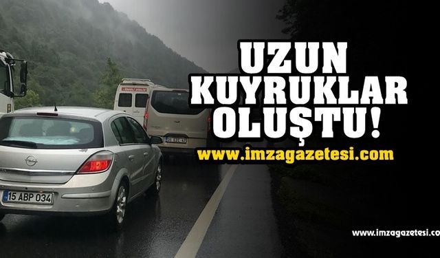 Sel ve heyelan nedeniyle uzun kuyruklar oluştu!