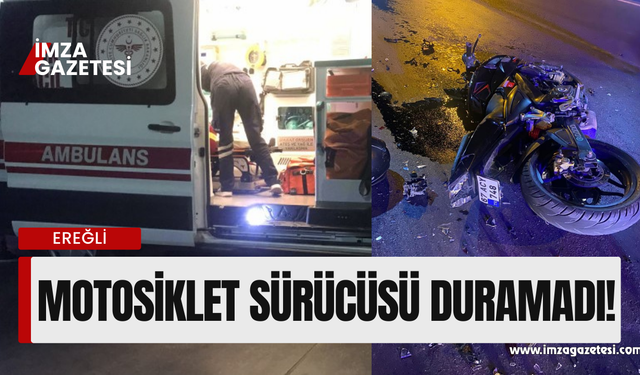 Motosiklet Sürücüsü Hızını Alamadı!