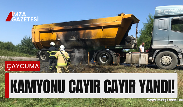 İş kamyonu alev aldı!