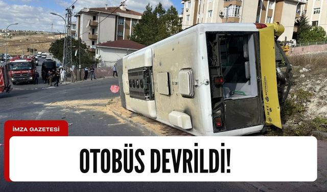 Rampadan çıkamayan otobüs devrildi! Yaralılar var...